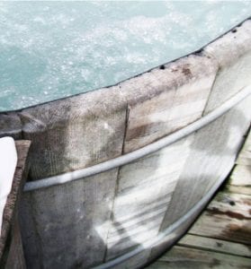 edge of an outdoor hot tub