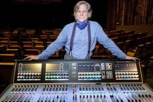 Brian Walker behind the soundboard at the Freight & Salvage