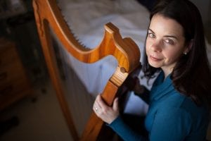 Jennifer Hollis with her harp