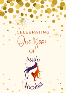 agile vocalist logo and celebration image for one-year anniversary