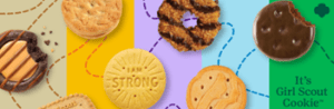 Picture of various Girl Scout cookie flavors for 2022